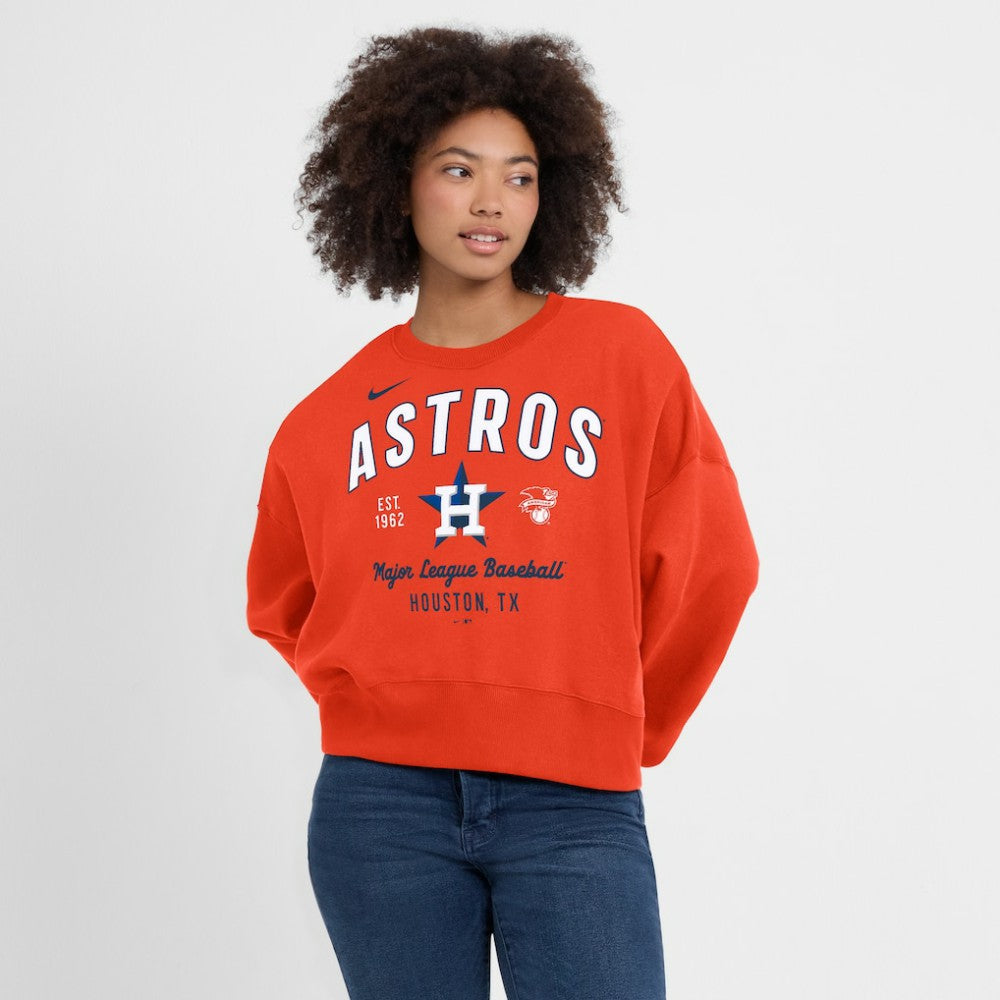 Houston Astros Nike Women's Oversized High Hip Pullover Sweatshirt - Orange - Nike Lifestyle
