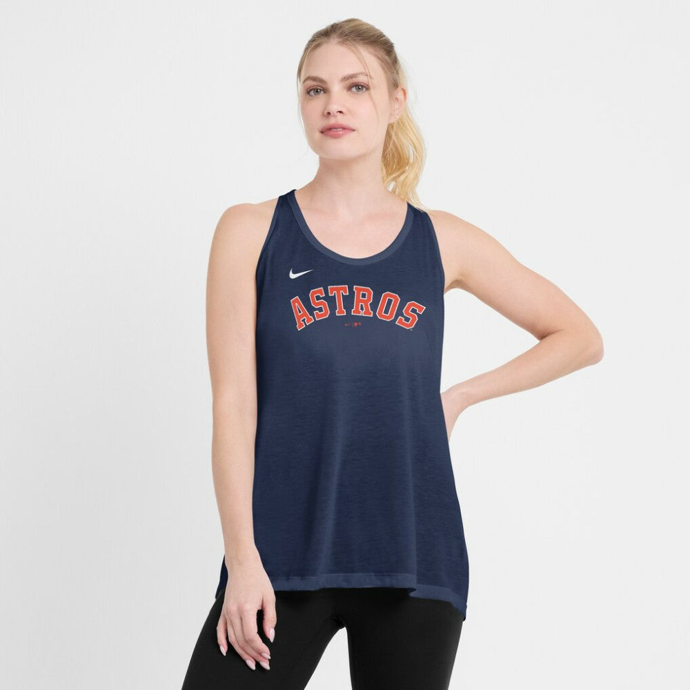Houston Astros Nike Open-Back Crisscross Dri-FIT Tank Top - Navy - Nike on Sale