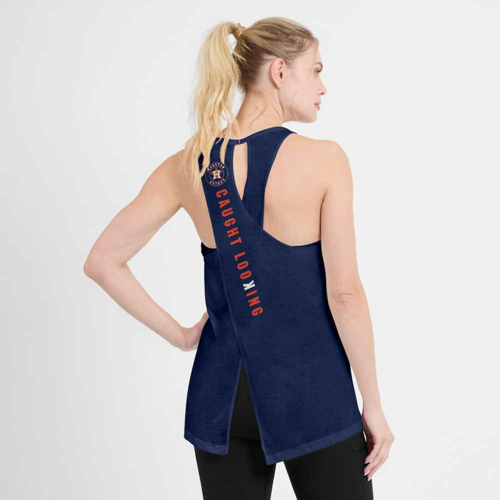 Houston Astros Nike Open-Back Crisscross Dri-FIT Tank Top - Navy - Nike on Sale