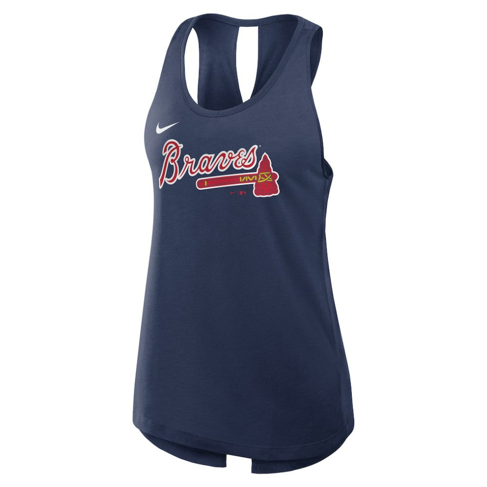 Atlanta Braves Nike Open-Back Crisscross Dri-FIT Tank Top - Navy - Nike Discount
