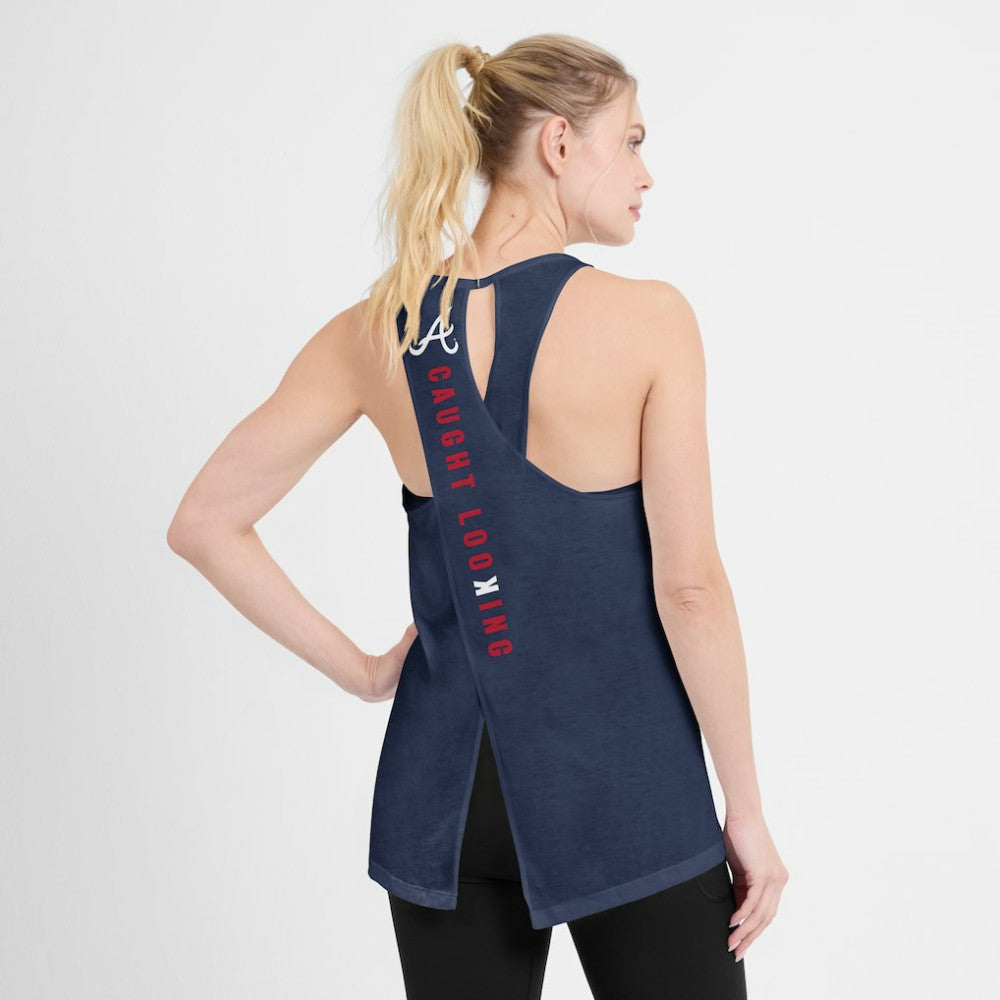 Atlanta Braves Nike Open-Back Crisscross Dri-FIT Tank Top - Navy - Nike Discount