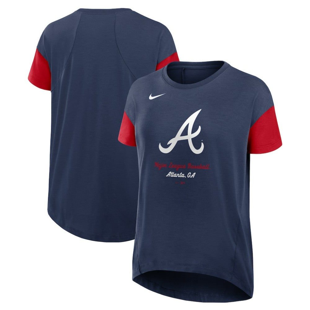 Atlanta Braves Nike Women's Flowy Fashion Tri-Blend Dri-FIT T-Shirt - Navy - Nike on Sale