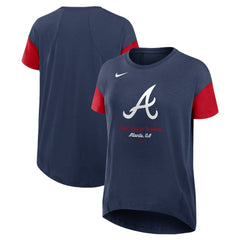 Atlanta Braves Nike Women's Flowy Fashion Tri-Blend Dri-FIT T-Shirt - Navy - Nike on Sale
