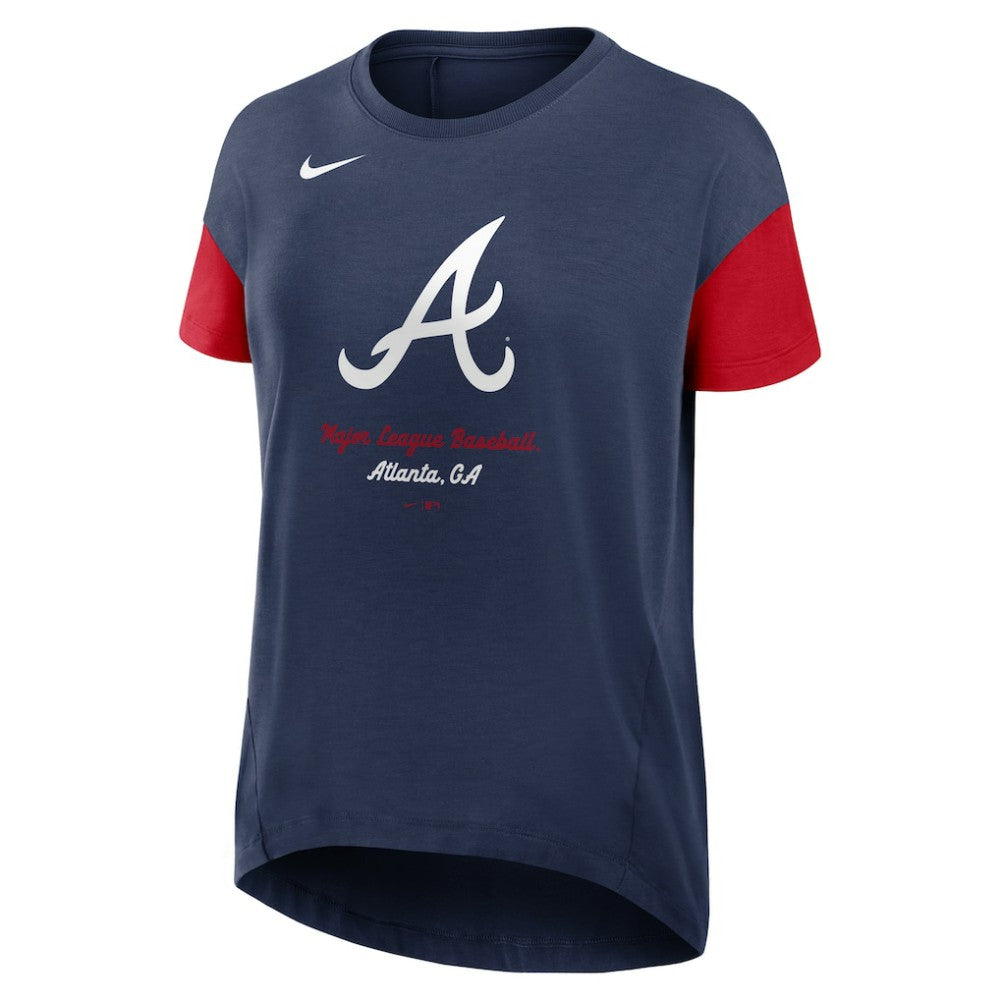 Atlanta Braves Nike Women's Flowy Fashion Tri-Blend Dri-FIT T-Shirt - Navy - Nike on Sale