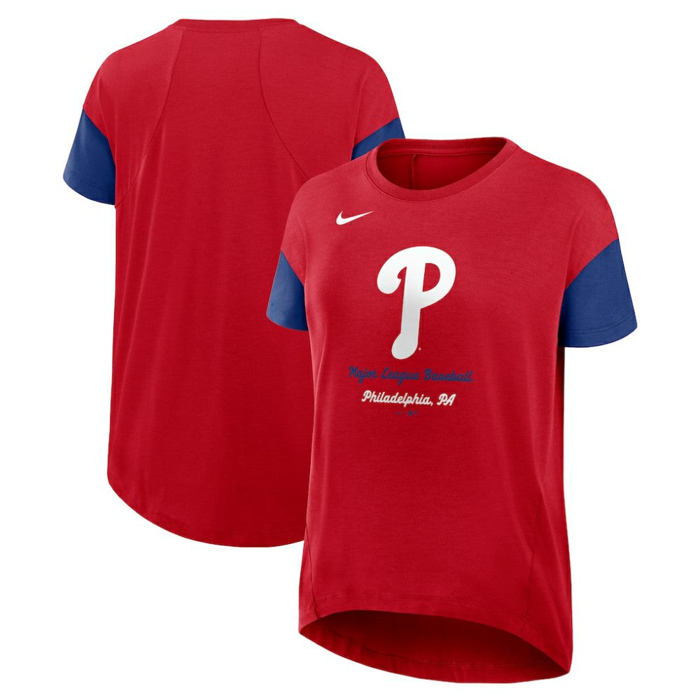 Philadelphia Phillies Nike Women's Flowy Fashion Tri-Blend Dri-FIT T-Shirt - Red - Nike Discount