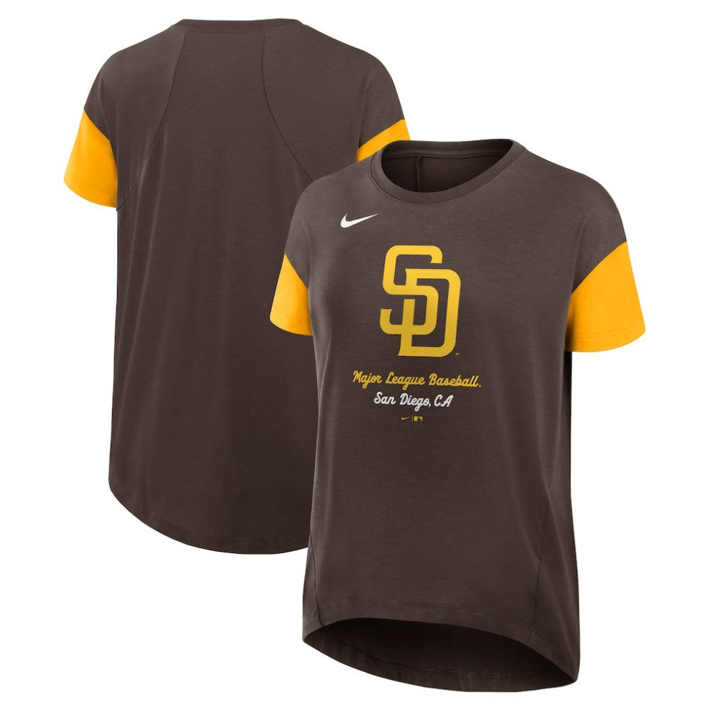 San Diego Padres Nike Women's Flowy Fashion Tri-Blend Dri-FIT T-Shirt - Brown - Nike Discount