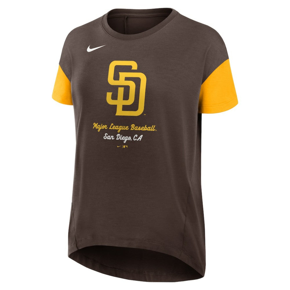 San Diego Padres Nike Women's Flowy Fashion Tri-Blend Dri-FIT T-Shirt - Brown - Nike Discount