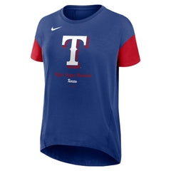 Texas Rangers Nike Women's Flowy Fashion Tri-Blend Dri-FIT T-Shirt - Royal - Nike Lifestyle