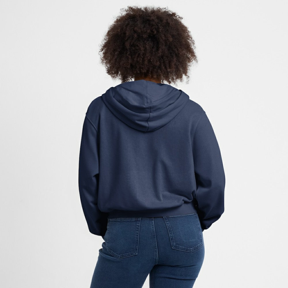 Milwaukee Brewers Nike Women's Cropped Chill Full-Zip Hoodie - Navy - Nike on Sale