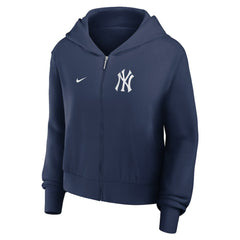 New York Yankees Nike Women's Cropped Chill Full-Zip Hoodie - Navy - Nike Lifestyle