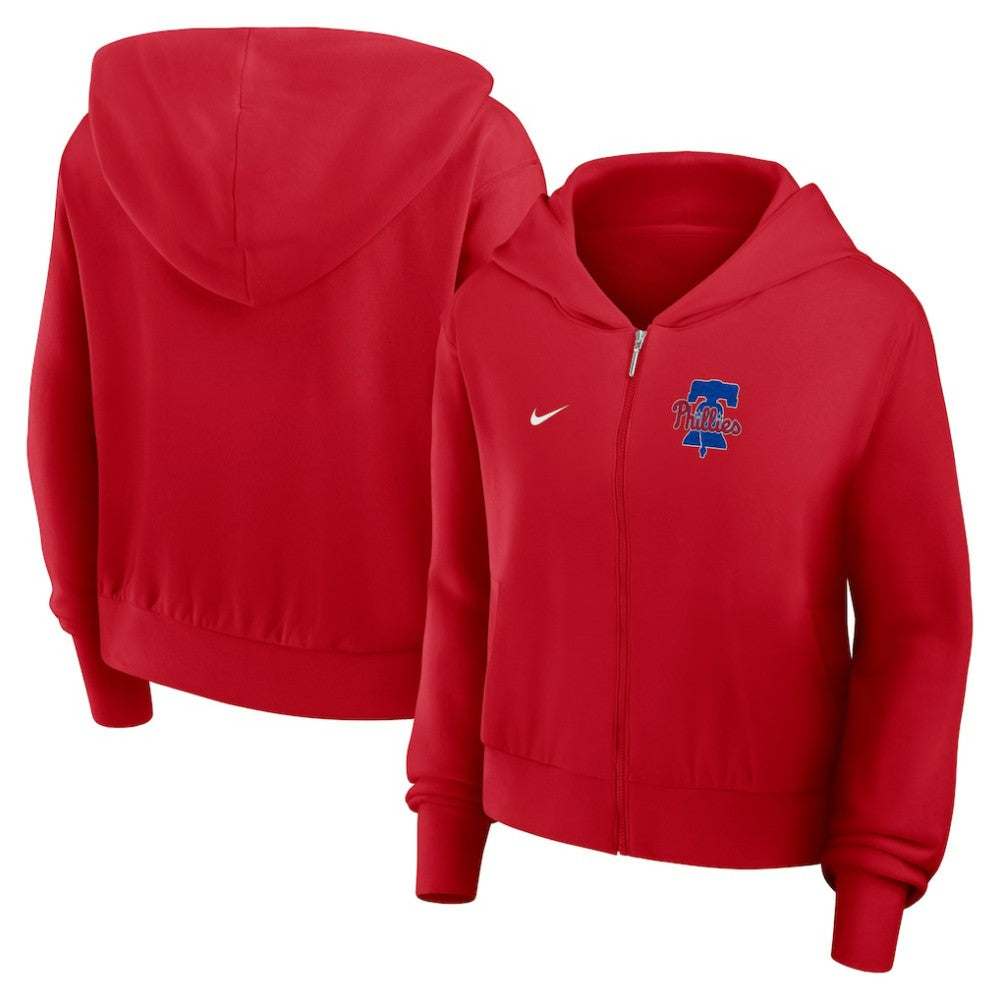 Philadelphia Phillies Nike Women's Cropped Chill Full-Zip Hoodie - Red - Nike Discount