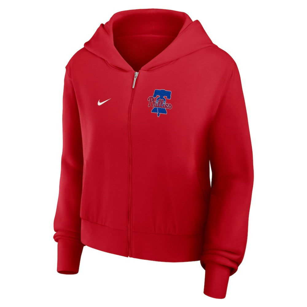 Philadelphia Phillies Nike Women's Cropped Chill Full-Zip Hoodie - Red - Nike Discount