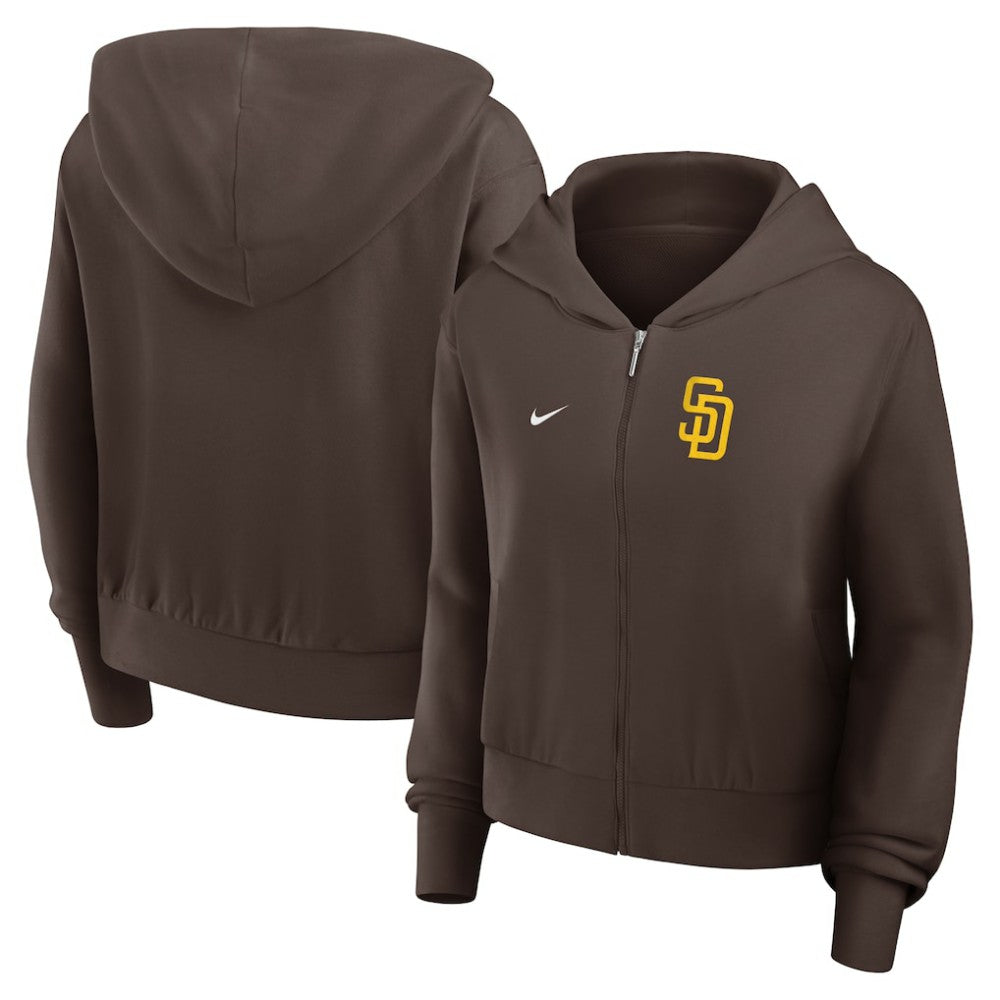 San Diego Padres Nike Women's Cropped Chill Full-Zip Hoodie - Brown - Nike Discount