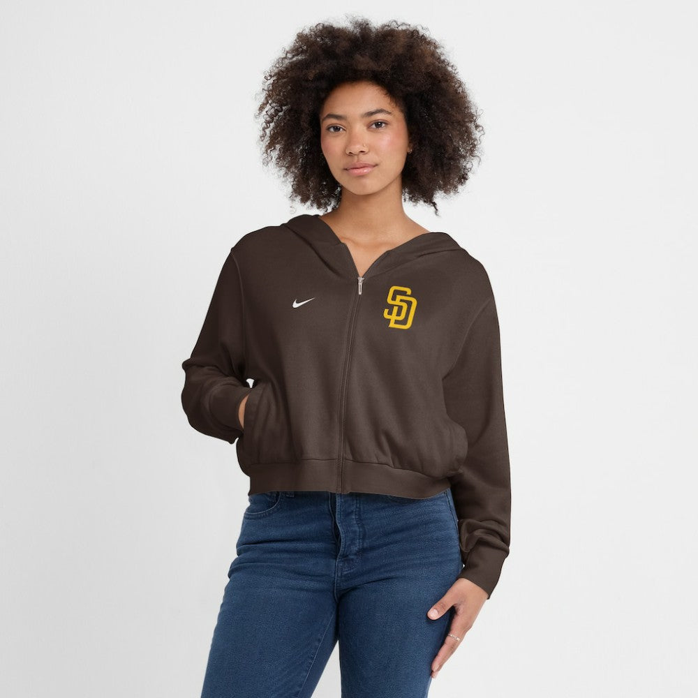 San Diego Padres Nike Women's Cropped Chill Full-Zip Hoodie - Brown - Nike Discount