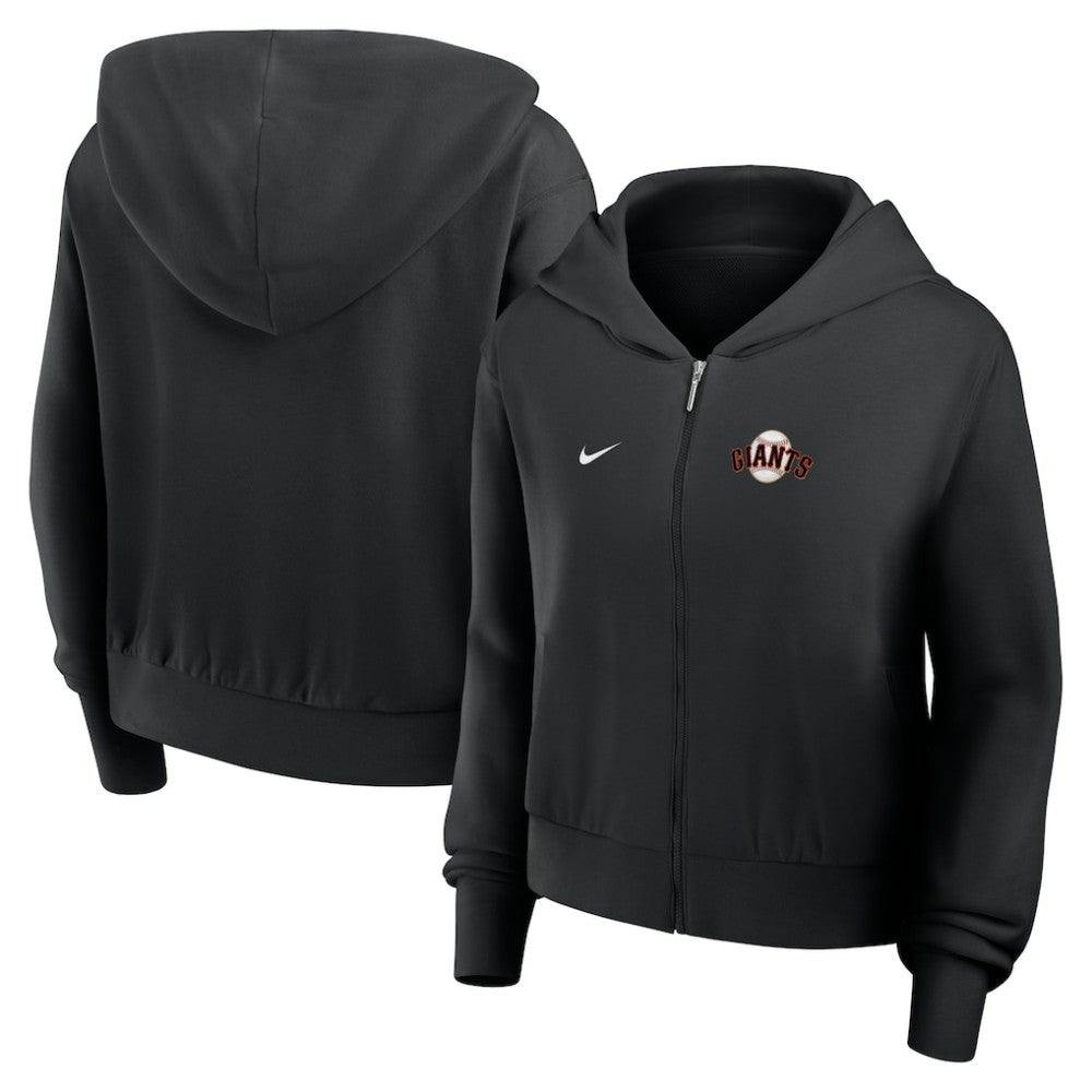 San Francisco Giants Nike Women's Cropped Chill Full-Zip Hoodie - Black - Nike Online