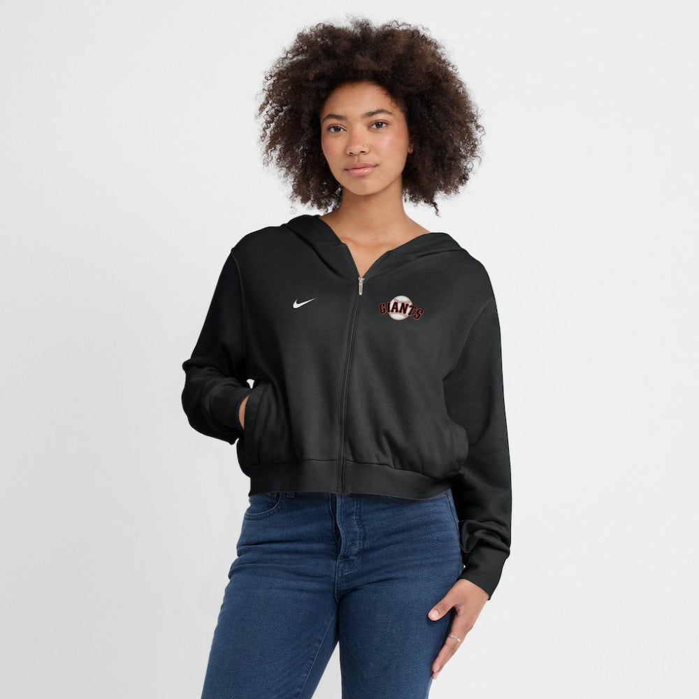 San Francisco Giants Nike Women's Cropped Chill Full-Zip Hoodie - Black - Nike Online