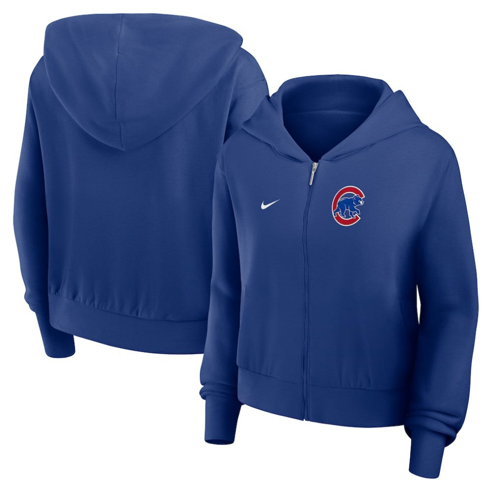Chicago Cubs Nike Women's Cropped Chill Full-Zip Hoodie - Royal - Nike Lifestyle