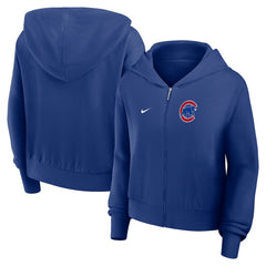 Chicago Cubs Nike Women's Cropped Chill Full-Zip Hoodie - Royal - Nike Lifestyle