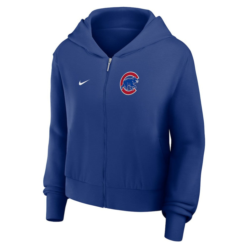 Chicago Cubs Nike Women's Cropped Chill Full-Zip Hoodie - Royal - Nike Lifestyle
