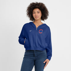 Chicago Cubs Nike Women's Cropped Chill Full-Zip Hoodie - Royal - Nike Lifestyle