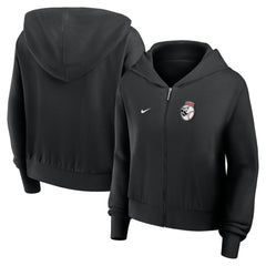 Cincinnati Reds Nike Women's Cropped Chill Full-Zip Hoodie - Black - Nike Lifestyle