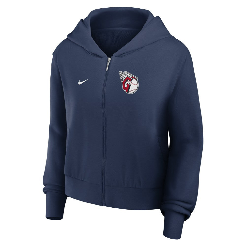 Cleveland Guardians Nike Women's Cropped Chill Full-Zip Hoodie - Navy - Nike Online
