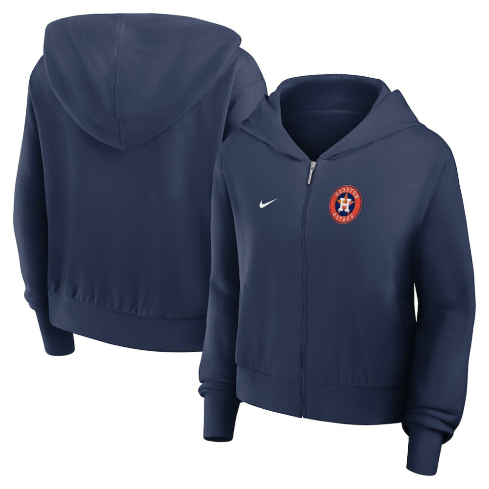 Houston Astros Nike Women's Cropped Chill Full-Zip Hoodie - Navy - Nike on Sale