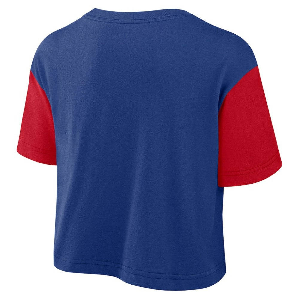Philadelphia Phillies Nike Women's Script Dri-FIT Cropped T-Shirt - Royal/Red - Nike Sale