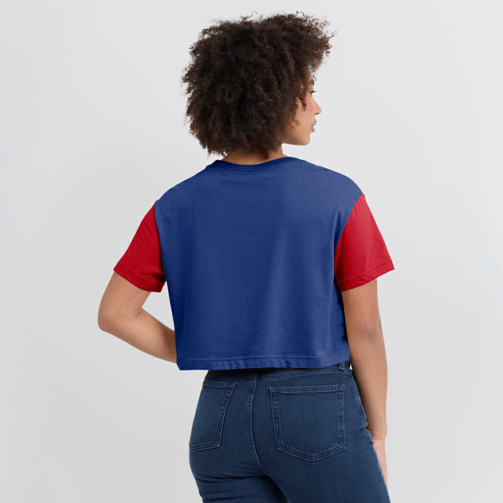 Philadelphia Phillies Nike Women's Script Dri-FIT Cropped T-Shirt - Royal/Red - Nike Sale