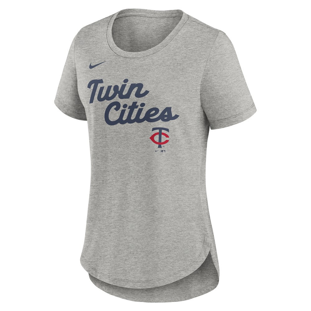 Minnesota Twins Nike Women's Script Tri-Blend T-Shirt - Heather Gray - Nike on Sale