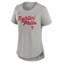 Philadelphia Phillies Nike Women's Script Tri-Blend T-Shirt - Heather Gray - Nike Lifestyle