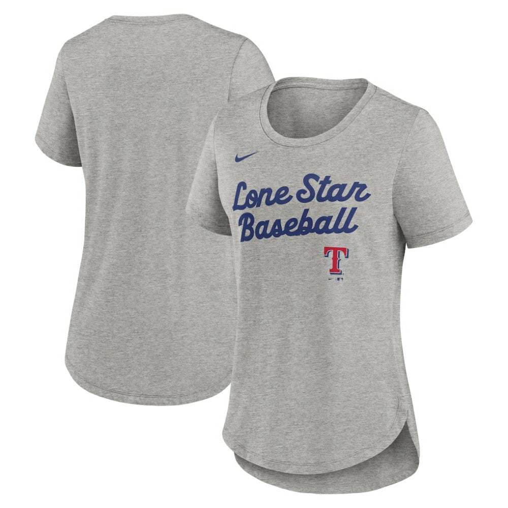 Texas Rangers Nike Women's Script Tri-Blend T-Shirt - Heather Gray - Nike Discount
