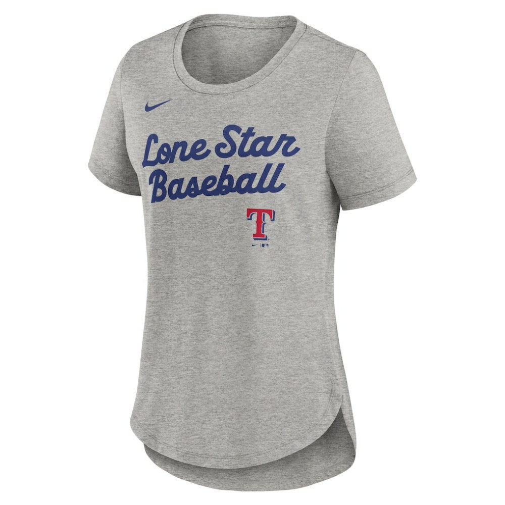 Texas Rangers Nike Women's Script Tri-Blend T-Shirt - Heather Gray - Nike Discount