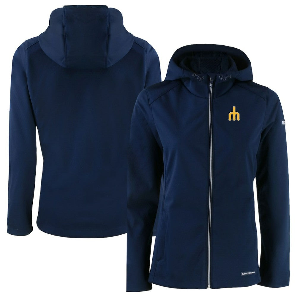 Seattle Mariners Cutter & Buck Women's Evoke Eco Softshell Recycled Full-Zip Jacket - Navy - MLB on Sale