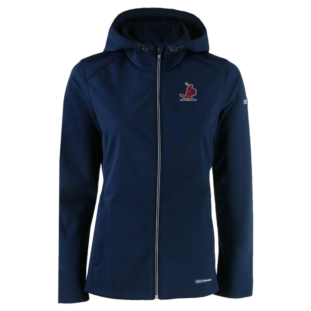 St. Louis Cardinals Cutter & Buck Women's Cooperstown Collection Evoke Eco Softshell Recycled Full-Zip Jacket - Navy - MLB on Sale