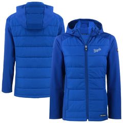 Kansas City Royals Cutter & Buck Women's  Evoke Hybrid Eco Softshell Recycled Full-Zip Hoodie Jacket - Royal - MLB Discount