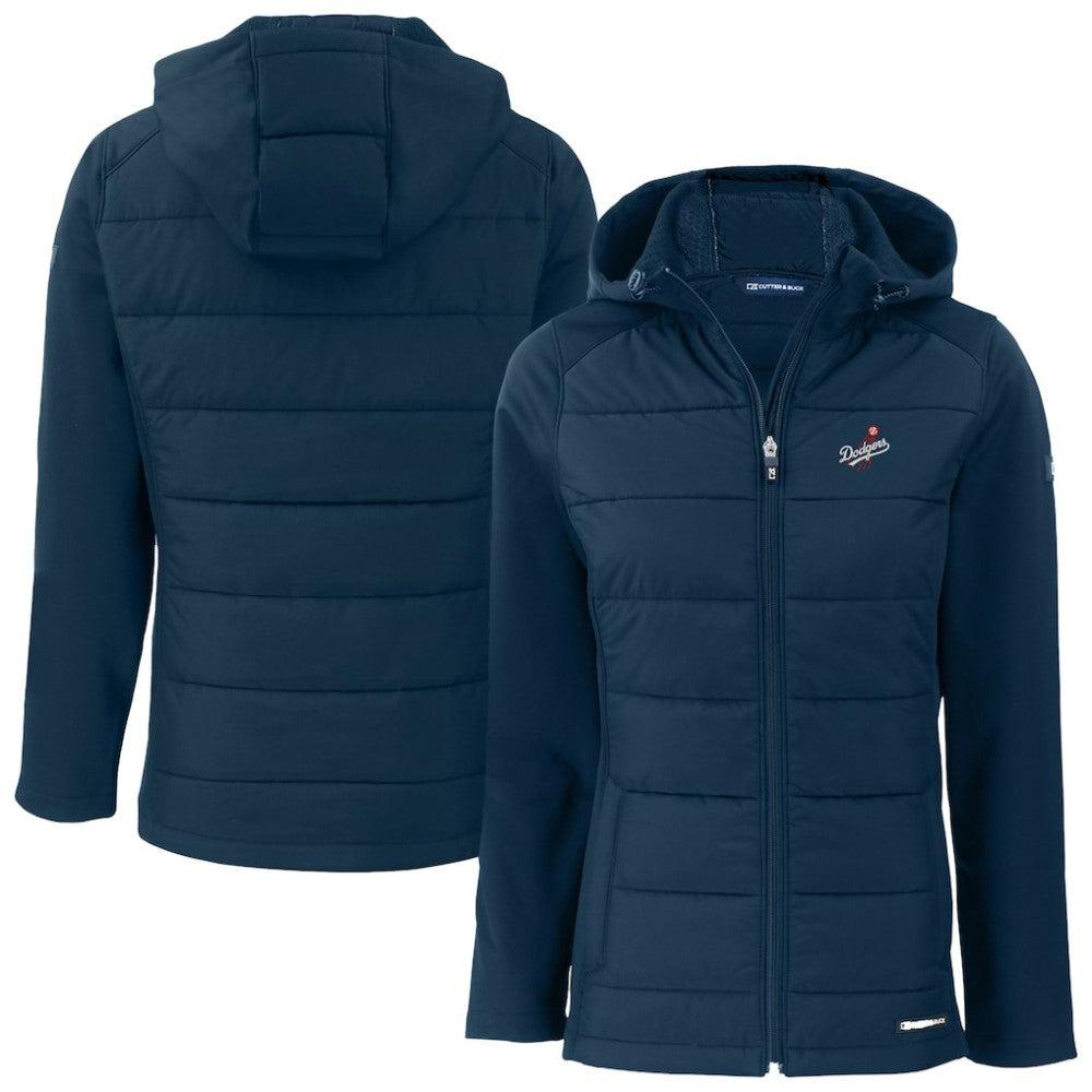 Los Angeles Dodgers Cutter & Buck Women's  Evoke Hybrid Eco Softshell Recycled Full-Zip Hoodie Jacket - Navy - MLB Sale