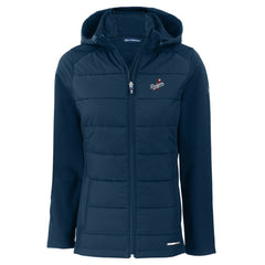 Los Angeles Dodgers Cutter & Buck Women's  Evoke Hybrid Eco Softshell Recycled Full-Zip Hoodie Jacket - Navy - MLB Sale