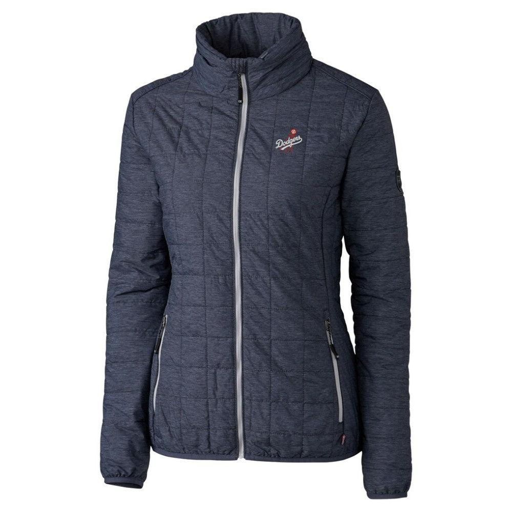 Los Angeles Dodgers Cutter & Buck Women's Rainier PrimaLoft Eco Insulated Full-Zip Puffer Jacket - Anthracite - MLB Sale