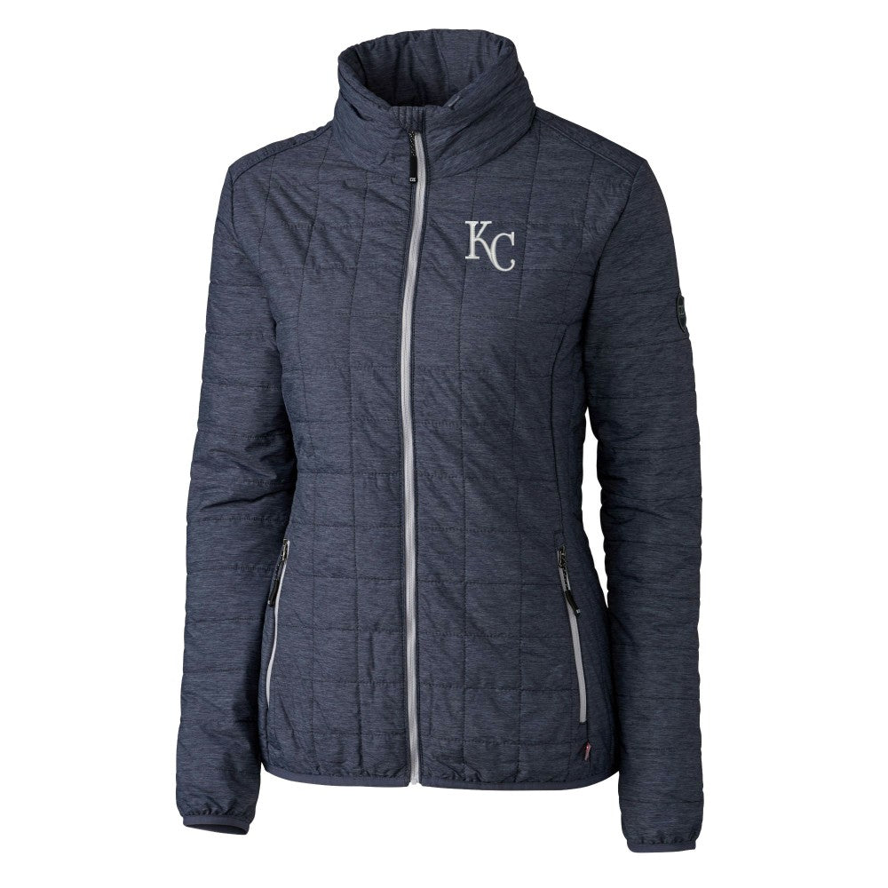 Kansas City Royals Cutter & Buck Women's Rainier PrimaLoft Eco Insulated Full-Zip Puffer Jacket - Anthracite - MLB Discount