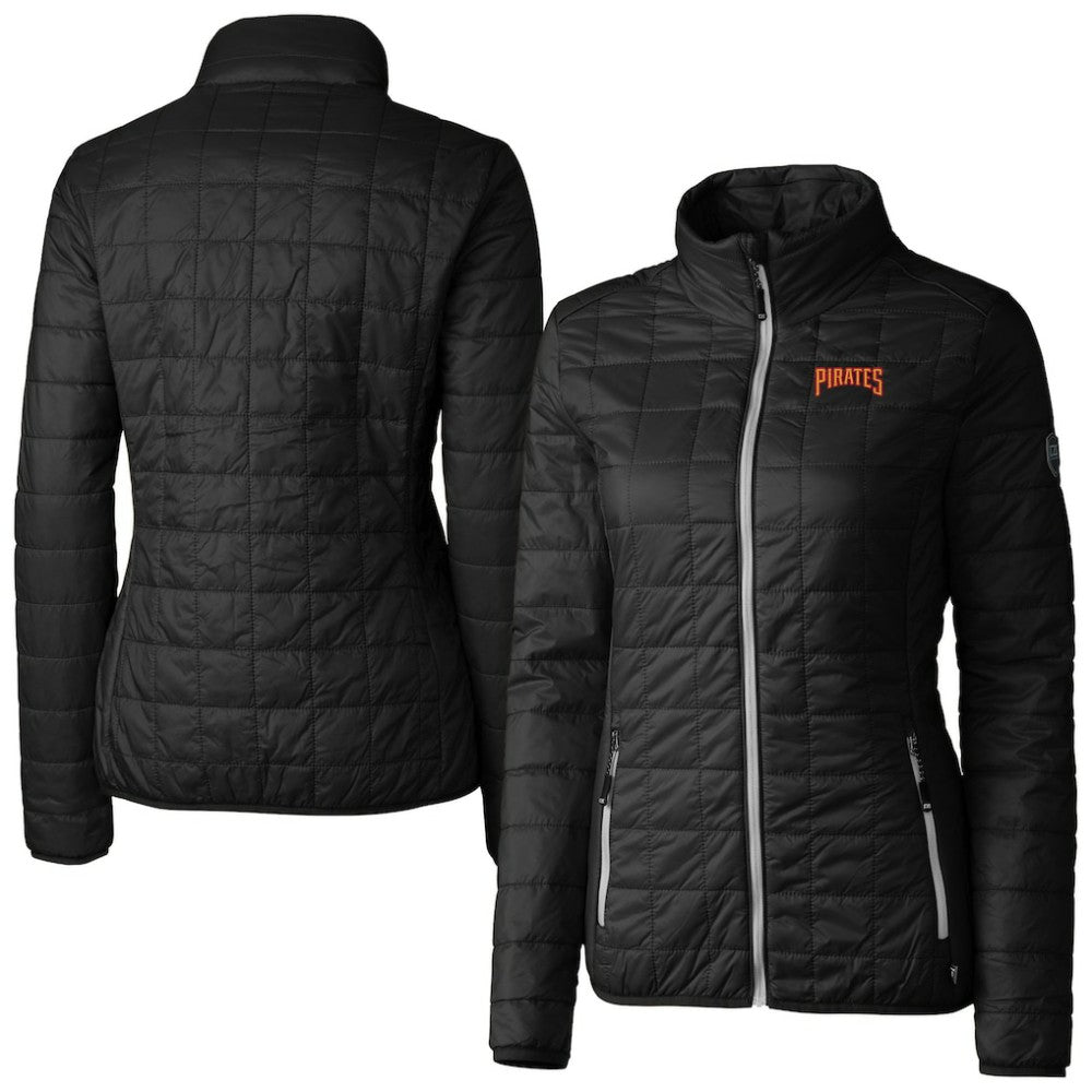 Pittsburgh Pirates Cutter & Buck Women's Rainier PrimaLoft Eco Insulated Full-Zip Puffer Jacket - Black - MLB Discount