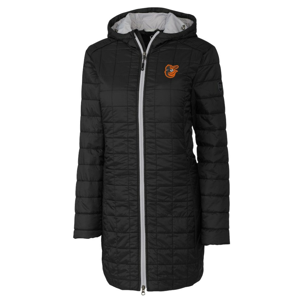 Baltimore Orioles Cutter & Buck Women's Rainier Primaloft Eco Insulated Hooded Full-Zip Long Coat - Black - MLB Online