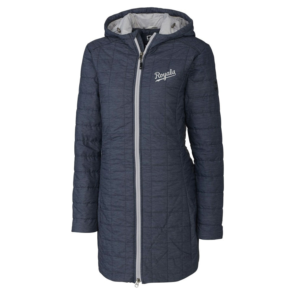 Kansas City Royals Cutter & Buck Women's Rainier Primaloft Eco Insulated Hooded Full-Zip Long Coat - Anthracite - MLB Lifestyle