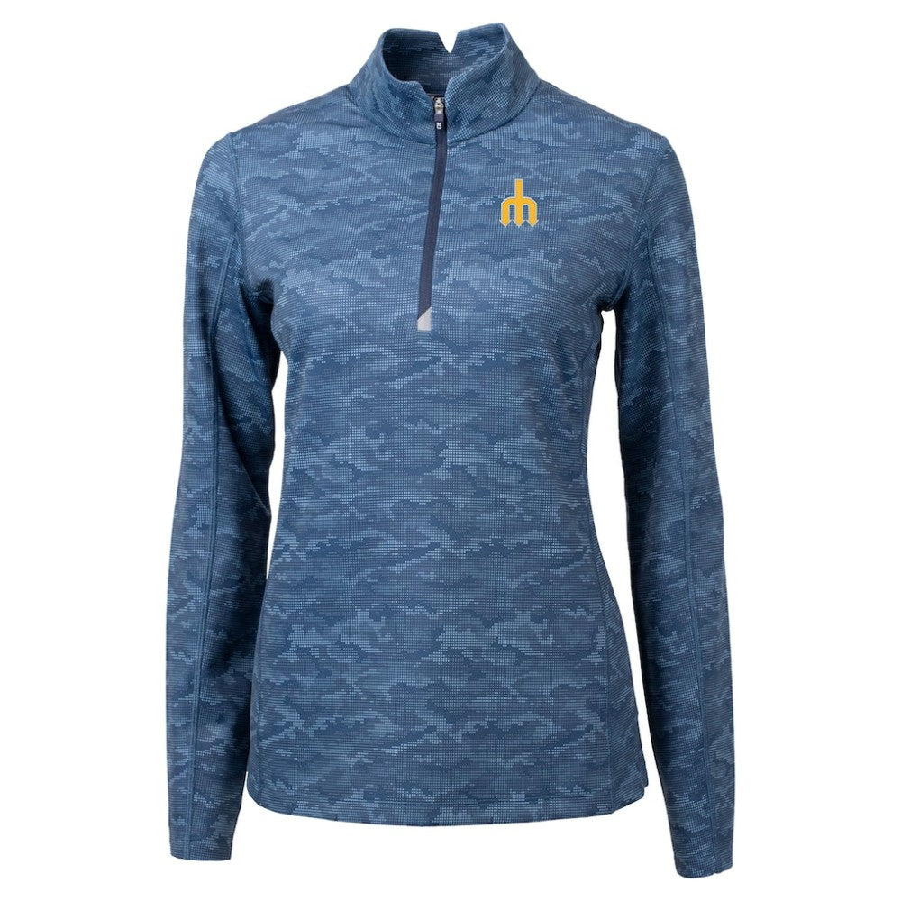 Seattle Mariners Cutter & Buck Women's  Traverse Camo Print Stretch Quarter-Zip Top - Navy - MLB Discount