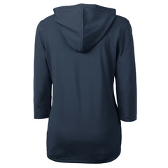 Cleveland Guardians Cutter & Buck Women's  DryTec Virtue Eco Pique Recycled 3/4-Sleeve Half-Zip Pullover Hoodie - Navy - MLB Lifestyle