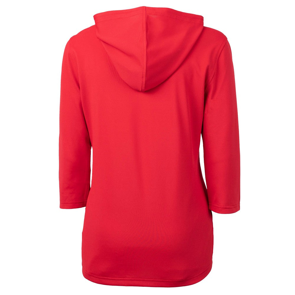 Cleveland Guardians Cutter & Buck Women's  DryTec Virtue Eco Pique Recycled 3/4-Sleeve Half-Zip Pullover Hoodie - Red - MLB Online
