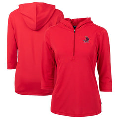 St. Louis Cardinals Cutter & Buck Women's Cooperstown Collection DryTec Virtue Eco Pique Recycled 3/4-Sleeve Half-Zip Pullover Hoodie - Red - MLB Lifestyle