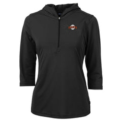 San Francisco Giants Cutter & Buck Women's  DryTec Virtue Eco Pique Recycled 3/4-Sleeve Half-Zip Pullover Hoodie - Black - MLB on Sale