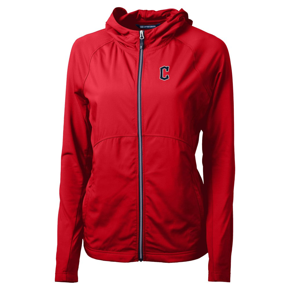 Cleveland Guardians Cutter & Buck Women's  Adapt Eco Knit Hybrid Recycled Full-Zip Hoodie - Red - MLB Discount