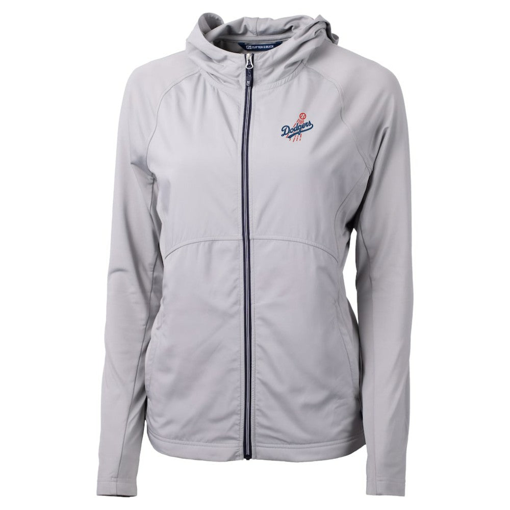 Los Angeles Dodgers Cutter & Buck Women's  Adapt Eco Knit Hybrid Recycled Full-Zip Hoodie - Gray - MLB Sale